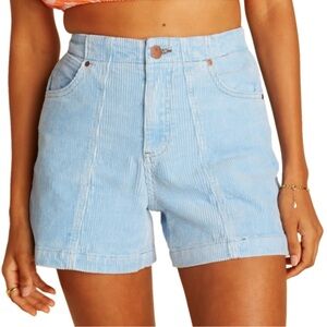 Wrangler Women's High Waist Light Blue Corduroy Shorts